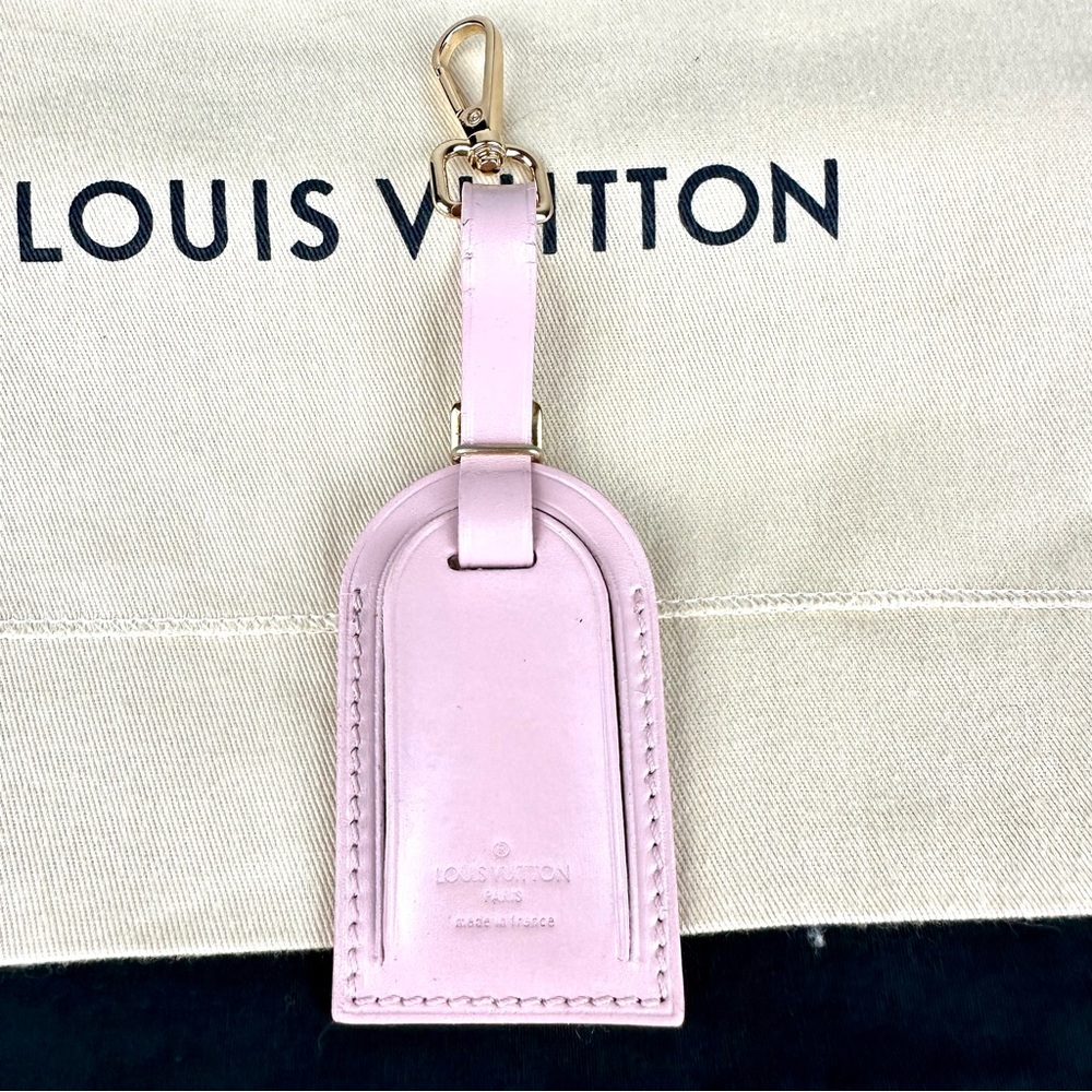 Louis Vuitton pink and black custom painted leather bag charm luggage tag - Picture 1 of 3